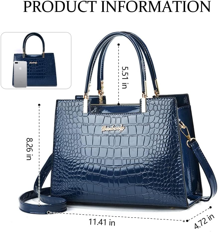 Lola™ - Glanzende Croco Pattern Leren Handtas