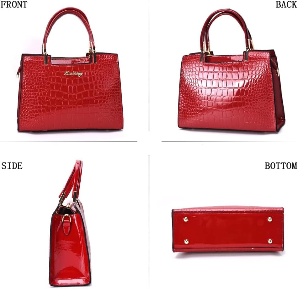 Lola™ - Glanzende Croco Pattern Leren Handtas