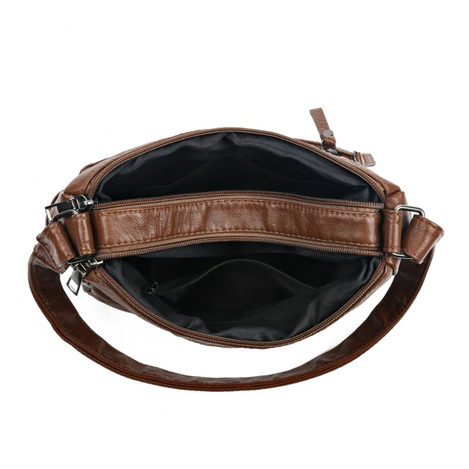 Jade™ - Vintage Zachte Leren Tas Met Rits