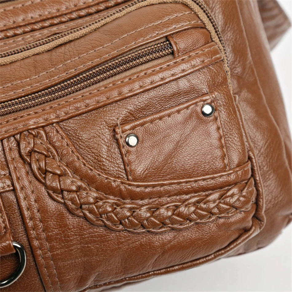 Jade™ - Vintage Zachte Leren Tas Met Rits