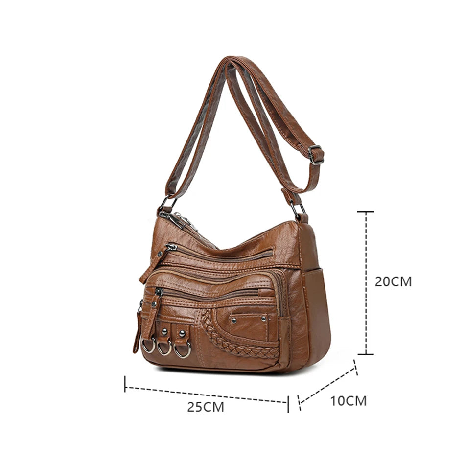 Jade™ - Vintage Zachte Leren Tas Met Rits