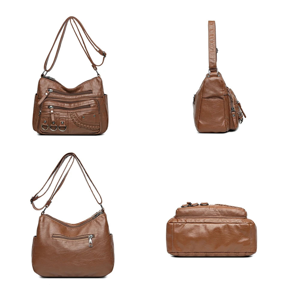 Jade™ - Vintage Zachte Leren Tas Met Rits