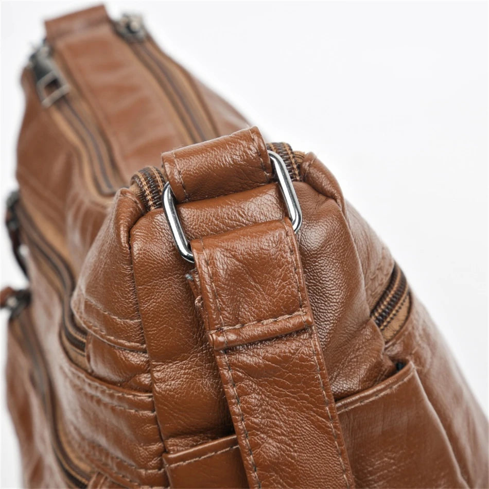 Jade™ - Vintage Zachte Leren Tas Met Rits