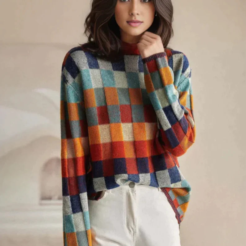 Gezellige cashmere couture patchwork trui - met handgeweven details