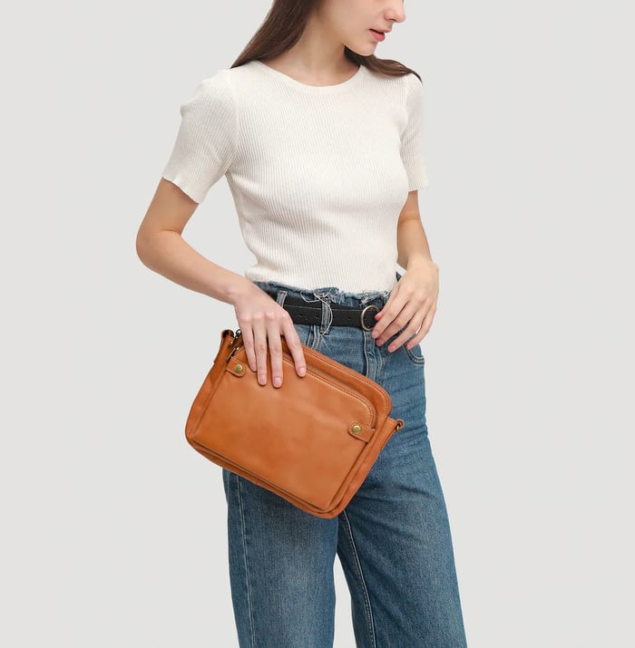 Fleur™ - Handgemaakte Leren Crossbody Schoudertas